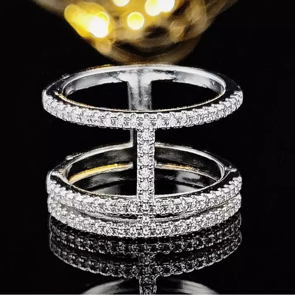 STERLING SILVER ENGAGEMENT BAND RING - Picture 4 of 4